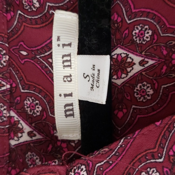 Miami Womens Size Small Burgundy Printed  Dress - Picture 2 of 5